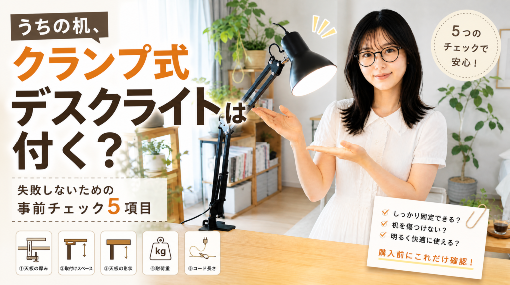 うちの机にクランプ式デスクライトは付く？事前チェック5項目