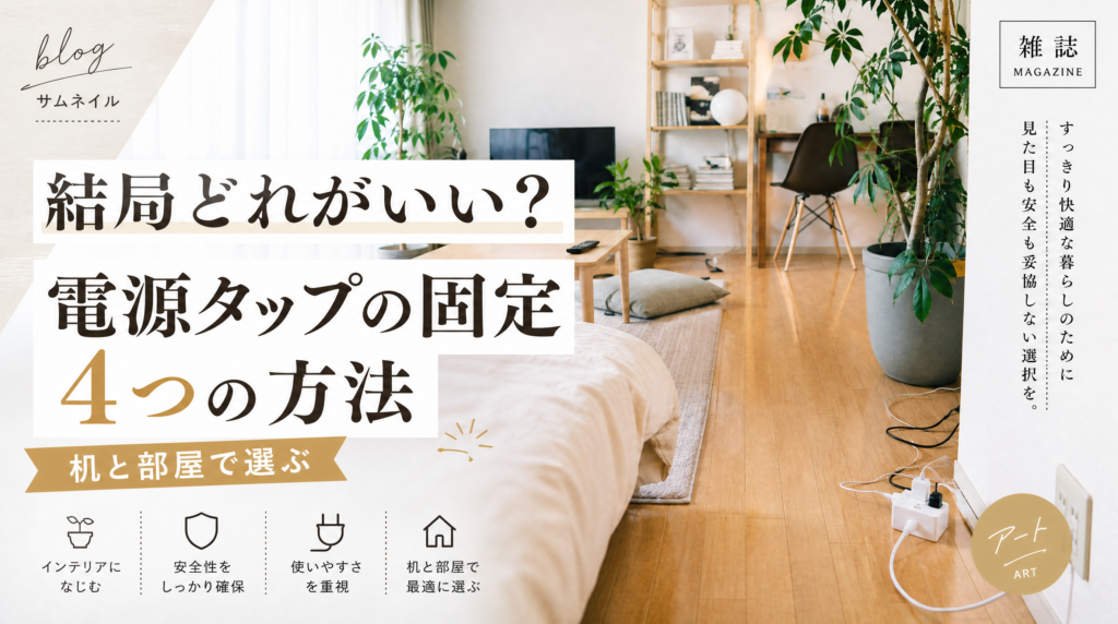 電源タップの固定、結局どれがいい？4つの方法を机と部屋で選ぶ