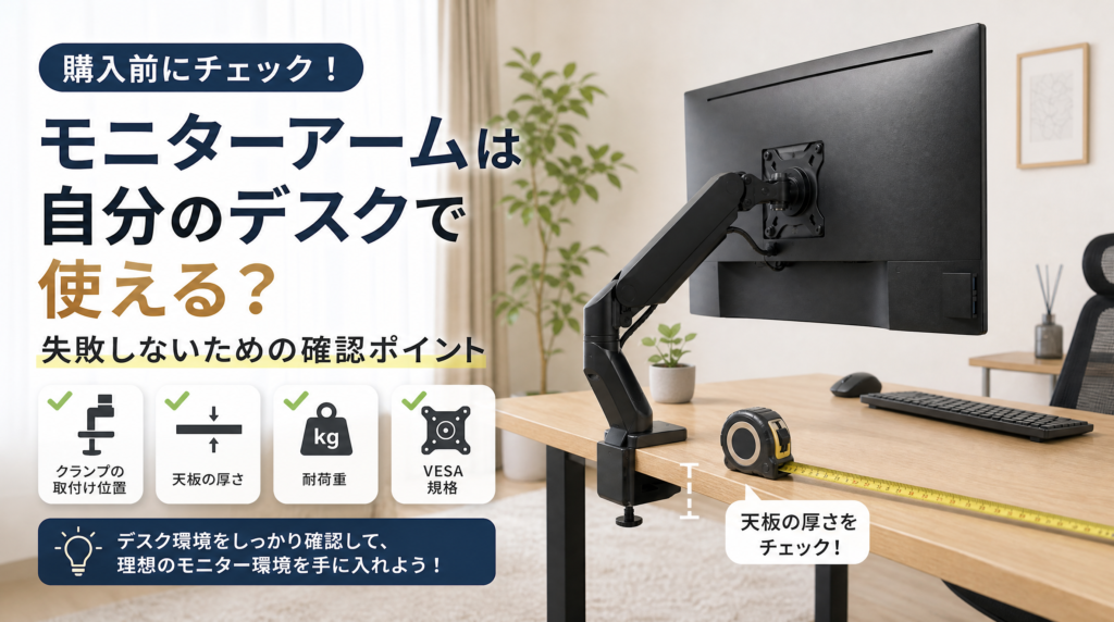 モニターアームを買う前に、自分の机で使えるかを順番に確かめる手順